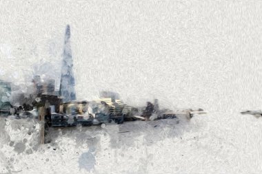 Londra 'nın büyük Ben sanat eseri çizimi, çizim, eğlenceli tasarım, antika retro