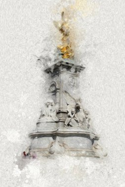 Londra 'nın büyük Ben sanat eseri çizimi, çizim, eğlenceli tasarım, antika retro