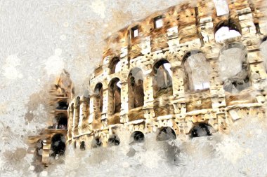 Roma İtalya sanatı eskiz çizimi eğlenceli tasarım antika retro