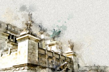 Roma İtalya sanatı eskiz çizimi eğlenceli tasarım antika retro