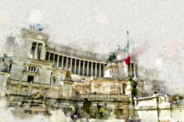 Roma İtalya sanatı eskiz çizimi eğlenceli tasarım antika retro