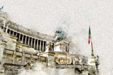 Roma İtalya sanatı eskiz çizimi eğlenceli tasarım antika retro