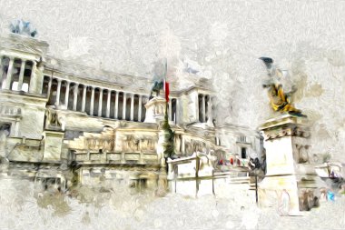 Roma İtalya sanatı eskiz çizimi eğlenceli tasarım antika retro