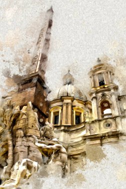 Roma İtalya sanatı eskiz çizimi eğlenceli tasarım antika retro