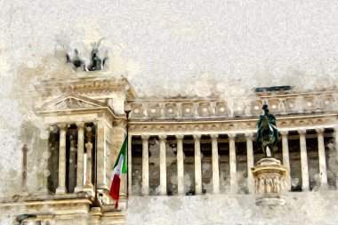 Roma İtalya sanatı eskiz çizimi eğlenceli tasarım antika retro