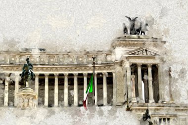 Roma İtalya sanatı eskiz çizimi eğlenceli tasarım antika retro