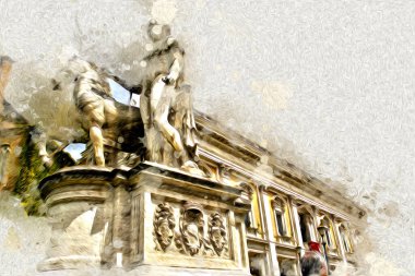 Roma İtalya sanatı eskiz çizimi eğlenceli tasarım antika retro