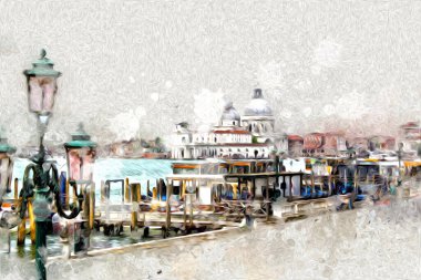 Venedik sanat eskizi çizimi eğlenceli tasarım antika retro