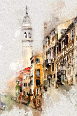 Venedik sanat eskizi çizimi eğlenceli tasarım antika retro