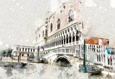 Venedik sanat eskizi çizimi eğlenceli tasarım antika retro