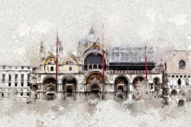 Venedik sanat eskizi çizimi eğlenceli tasarım antika retro