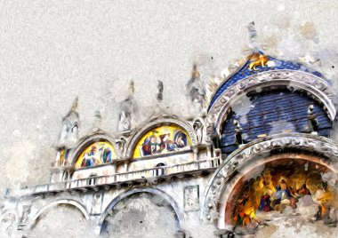 Venedik sanat eskizi çizimi eğlenceli tasarım antika retro