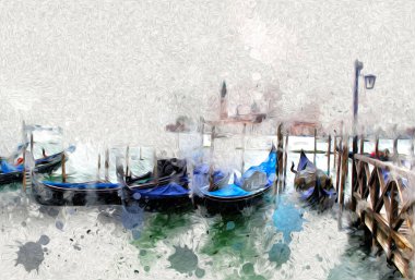 Venedik sanat eskizi çizimi eğlenceli tasarım antika retro