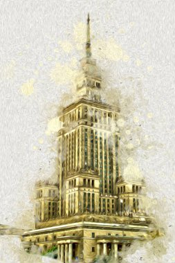 Varşova şehir manzarası dış sanat çizimi çizimi