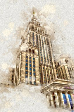 Varşova şehir manzarası dış sanat çizimi çizimi