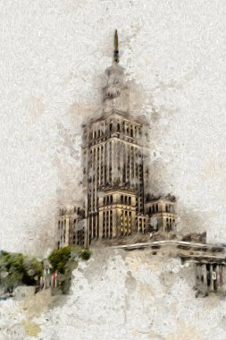 Varşova şehir manzarası dış sanat çizimi çizimi