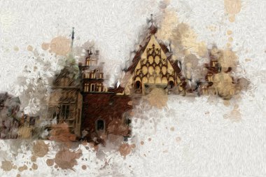 Wroclaw City Poland antika sanat eskizi çizimi