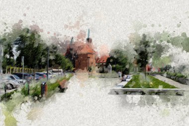 Wroclaw City Poland antika sanat eskizi çizimi