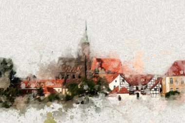 Wroclaw City Poland antika sanat eskizi çizimi