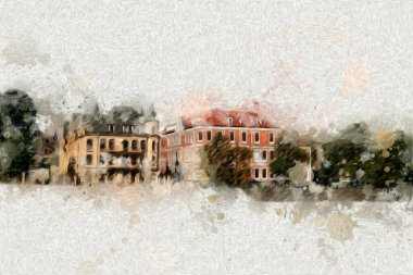 Wroclaw City Poland antika sanat eskizi çizimi