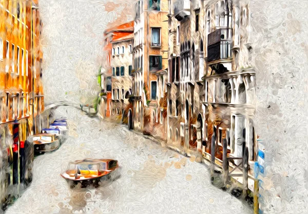 Venecia Arte Dibujo Boceto Ilustración Divertido Diseño Vintage Retro — Foto de Stock