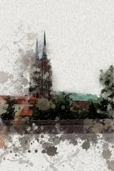 Wroclaw Ciudad Poland Retro Arte Vintage Dibujo Dibujo Ilustración — Foto de Stock