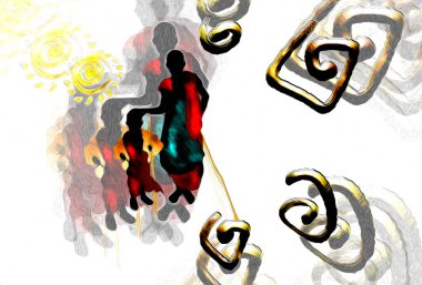 Afrikalı etnik retro-klasik illüstrasyon