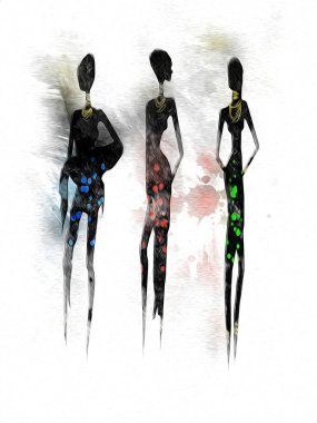 Afrikalı etnik retro-klasik illüstrasyon