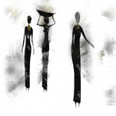 Afrikalı etnik retro-klasik illüstrasyon