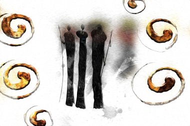 Afrikalı etnik retro-klasik illüstrasyon