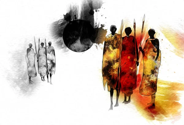 非洲裔复古图例 — 图库照片