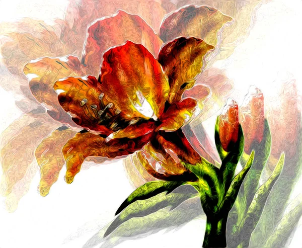 Vintage Background Art Illustration Flower Painting — Stock Photo, Image