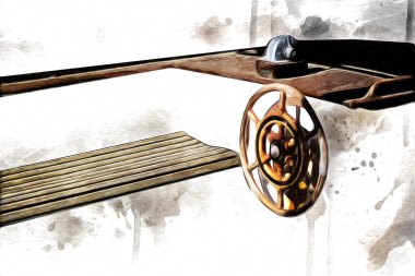 Yelkenli tekneler marina sanat illüstrasyonuna yerleştirildi.