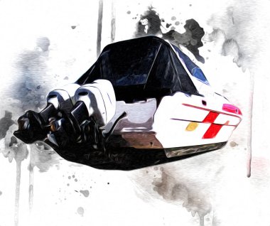 Yelkenli tekneler marina sanat illüstrasyonuna yerleştirildi.