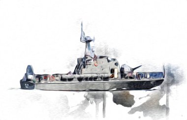 Askeri gemi, Atlantik Denizi 'nin engebeli çizimlerinden geçiyor.