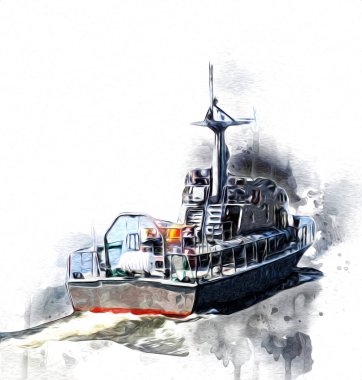 Askeri gemi, Atlantik Denizi 'nin engebeli çizimlerinden geçiyor.