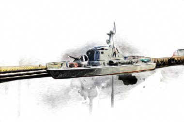 Askeri gemi, Atlantik Denizi 'nin engebeli çizimlerinden geçiyor.