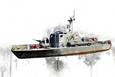 Askeri gemi, Atlantik Denizi 'nin engebeli çizimlerinden geçiyor.