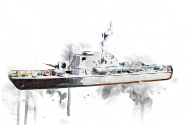 Askeri gemi, Atlantik Denizi 'nin engebeli çizimlerinden geçiyor.