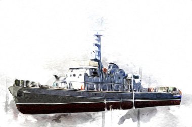 Askeri gemi, Atlantik Denizi 'nin engebeli çizimlerinden geçiyor.