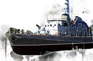 Askeri gemi, Atlantik Denizi 'nin engebeli çizimlerinden geçiyor.