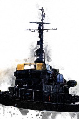 Askeri gemi, Atlantik Denizi 'nin engebeli çizimlerinden geçiyor.