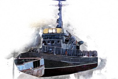 Askeri gemi, Atlantik Denizi 'nin engebeli çizimlerinden geçiyor.