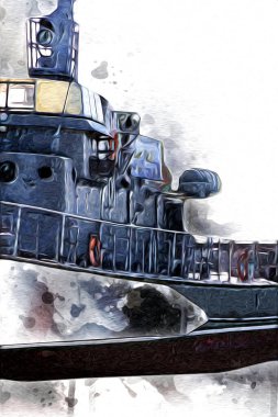 Askeri gemi, Atlantik Denizi 'nin engebeli çizimlerinden geçiyor.