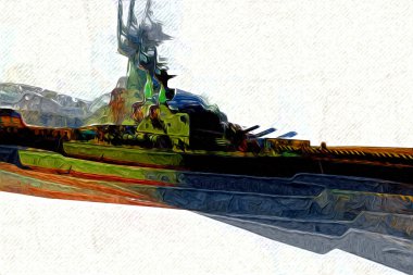 Askeri gemi, Atlantik Denizi 'nin engebeli çizimlerinden geçiyor.