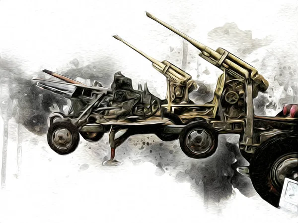 Aircraft Gun Art Illustration Military Drawing Sketch — 스톡 사진