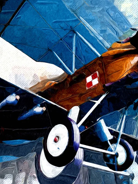 Viejo Avión Combate Aislado Sobre Fondo Blanco Arte Vintage Ilustración — Foto de Stock