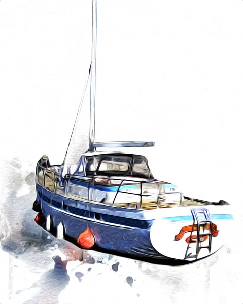 Segelboote Yachthafen Art Illustration Vintage Retro Verstaut — Stockfoto