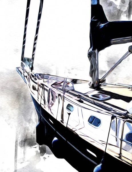 Barche Vela Stivati Marina Arte Illustrazione Vintage Retrò — Foto Stock