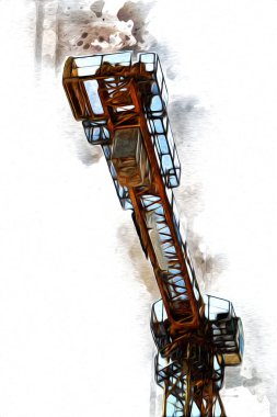 Şantiye iskelesi, klasik resim çizimi olan bir inşaat alanı.